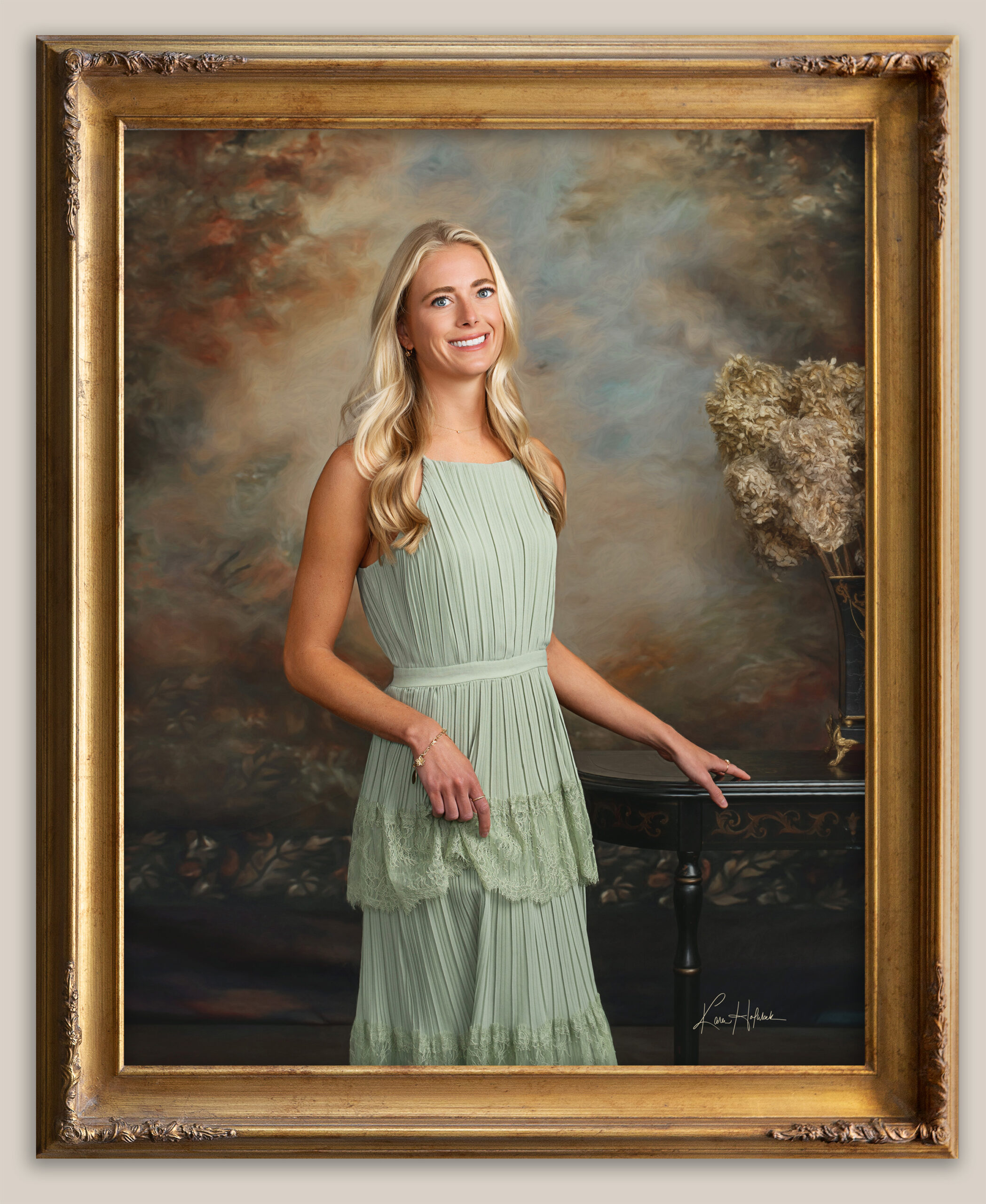 Erin Taylor formal studio portrait created as a keepsake for her parents