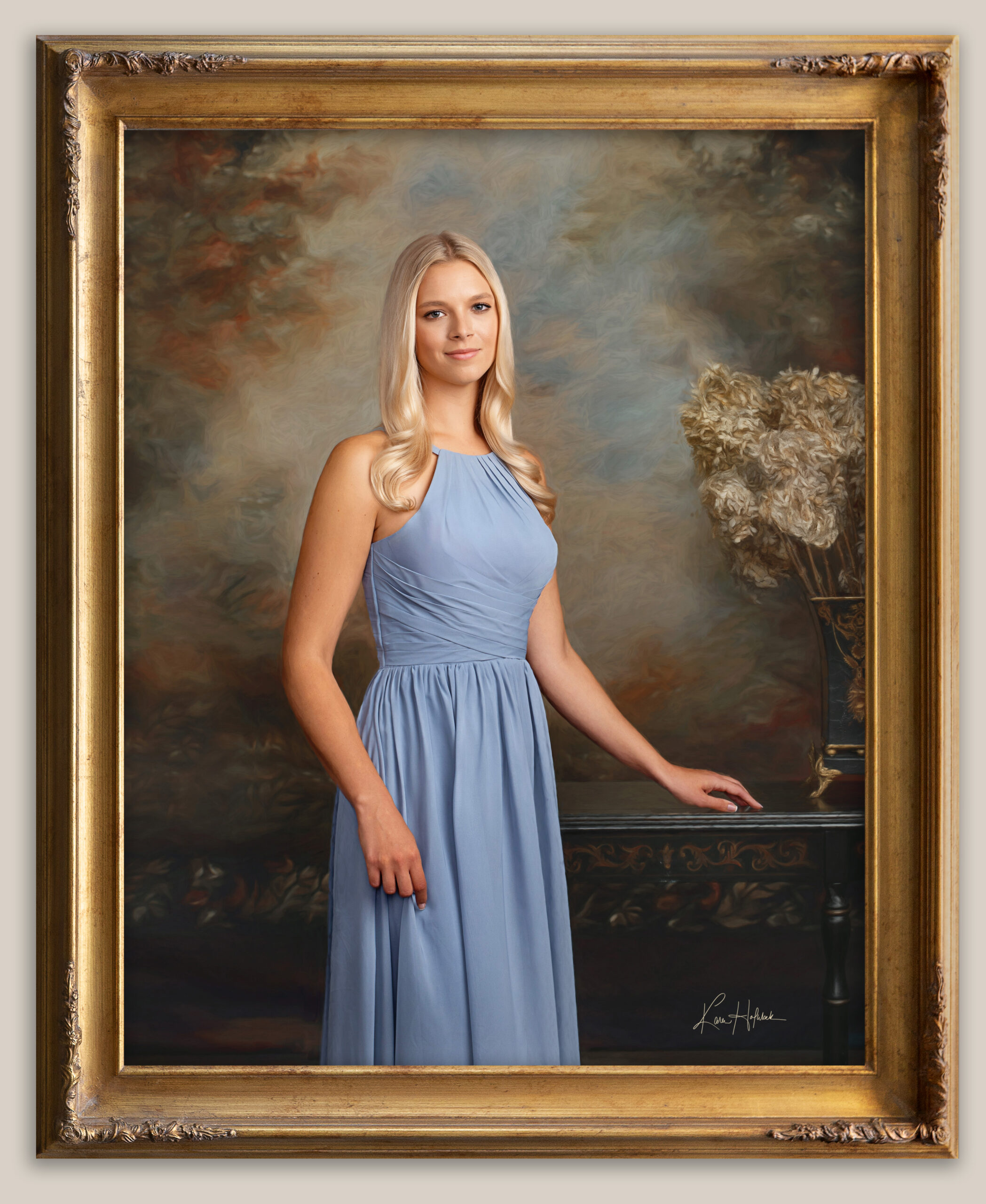 Lindsay Taylor formal studio portrait for her parents’ home