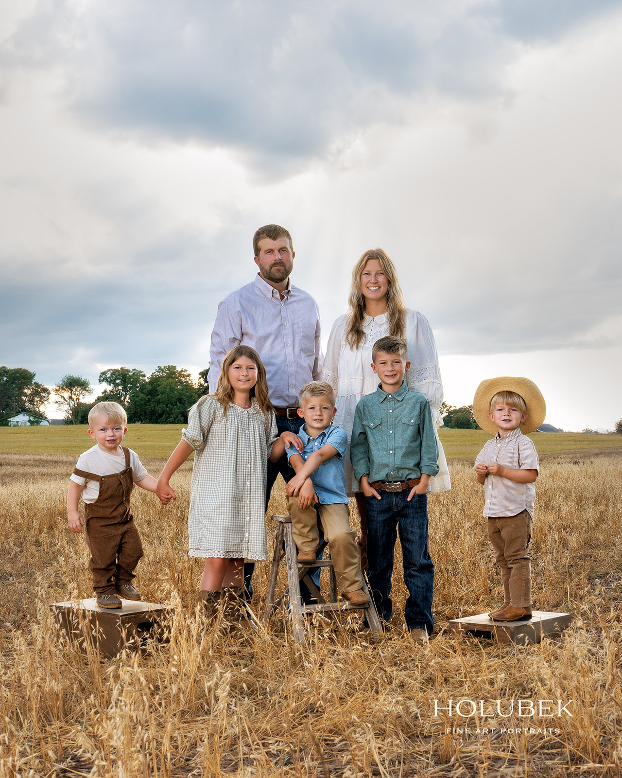 Tyler and Nacolle Finger with their five children on their family farm near Chesnee, SC